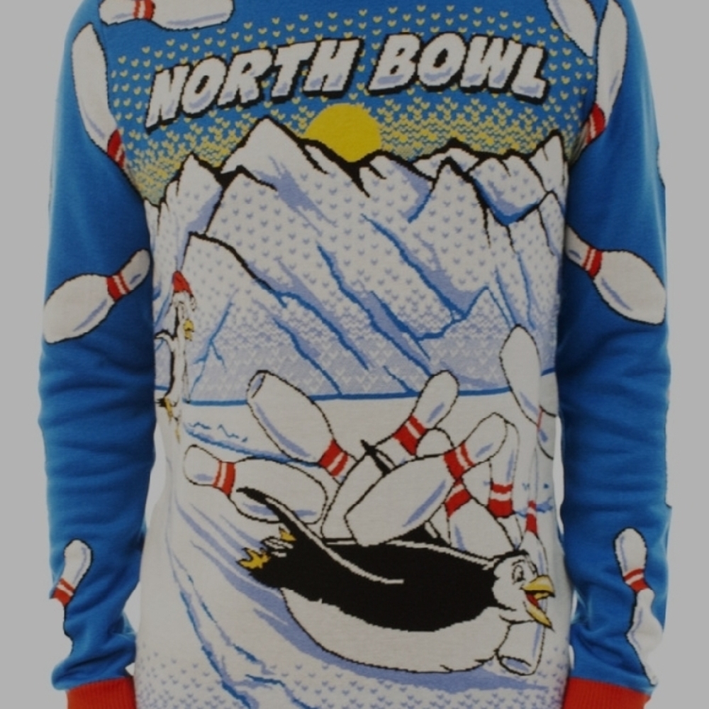 Ugly Christmas Party Men's Unisex XL Sweater North Bowl Penguins Sweatshirt EUC